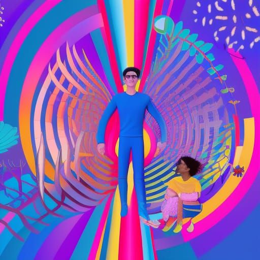 Diverse People United in Peace: Cosmic Illustration