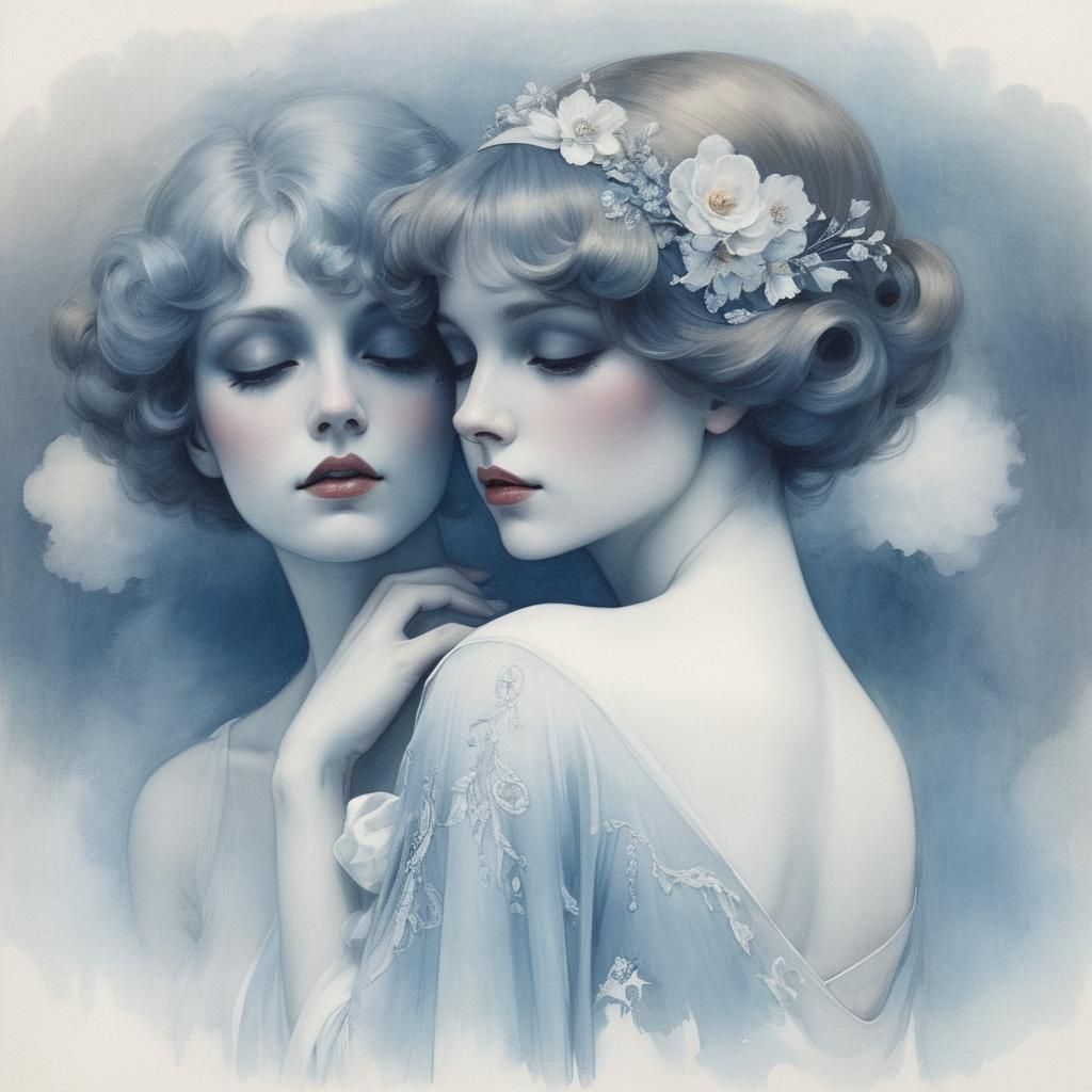 Elegant Woman in Watercolors, Gerda Wegener Style