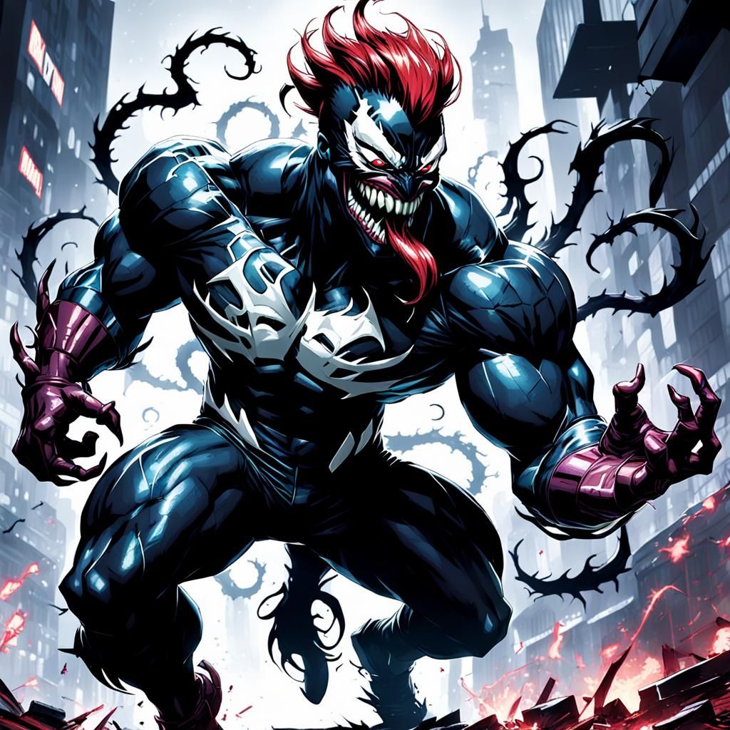 Venom and Hisoka Fusion: Sinister Digital Art