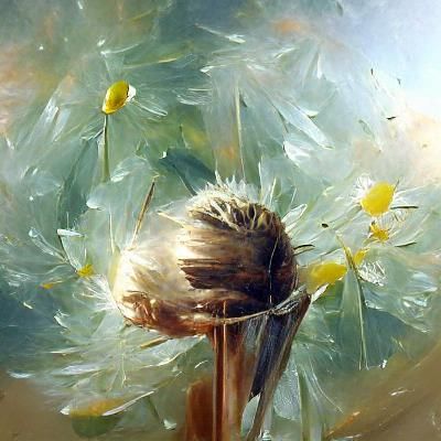 Dandelion Oil Painting by James Gurney Style