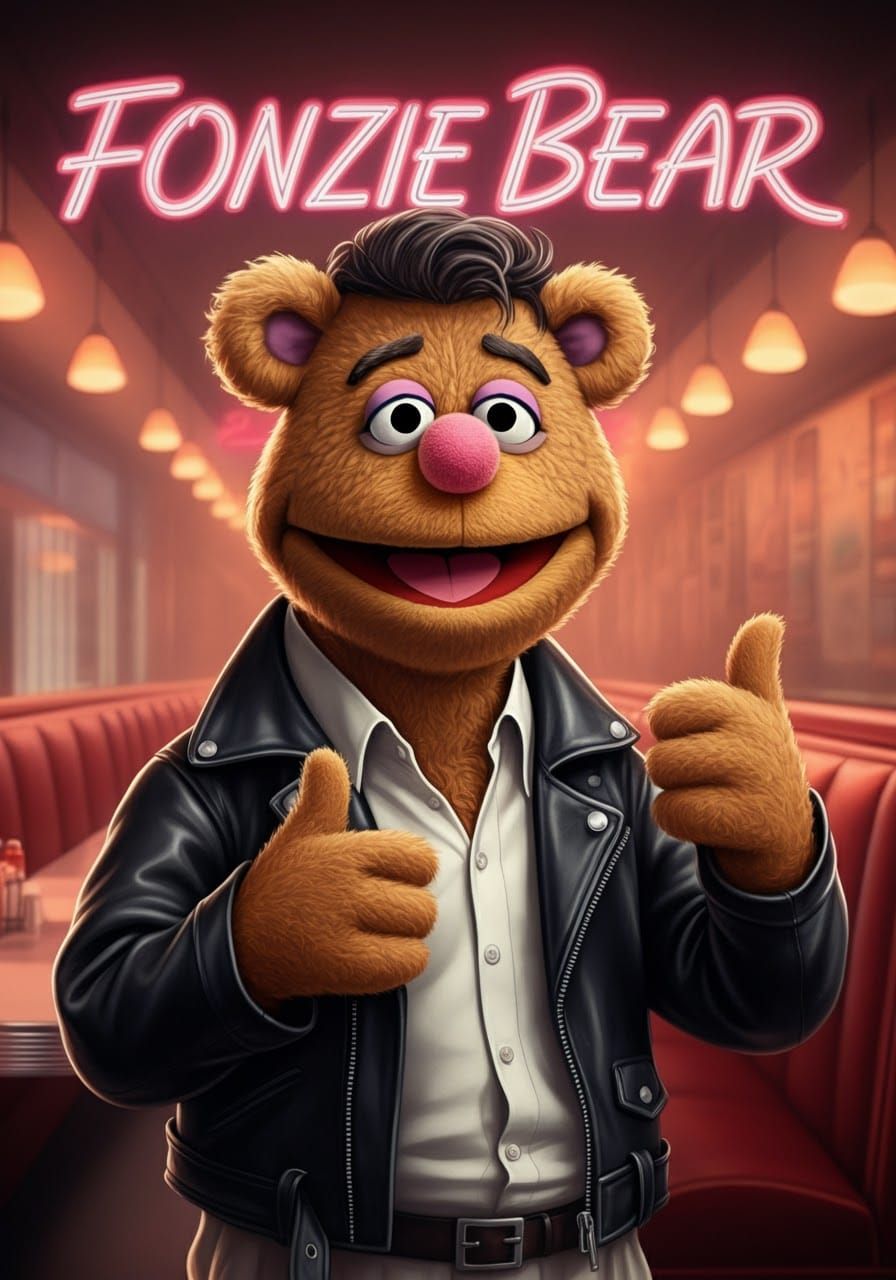 Fozzie Bear as The Fonz in Retro Diner