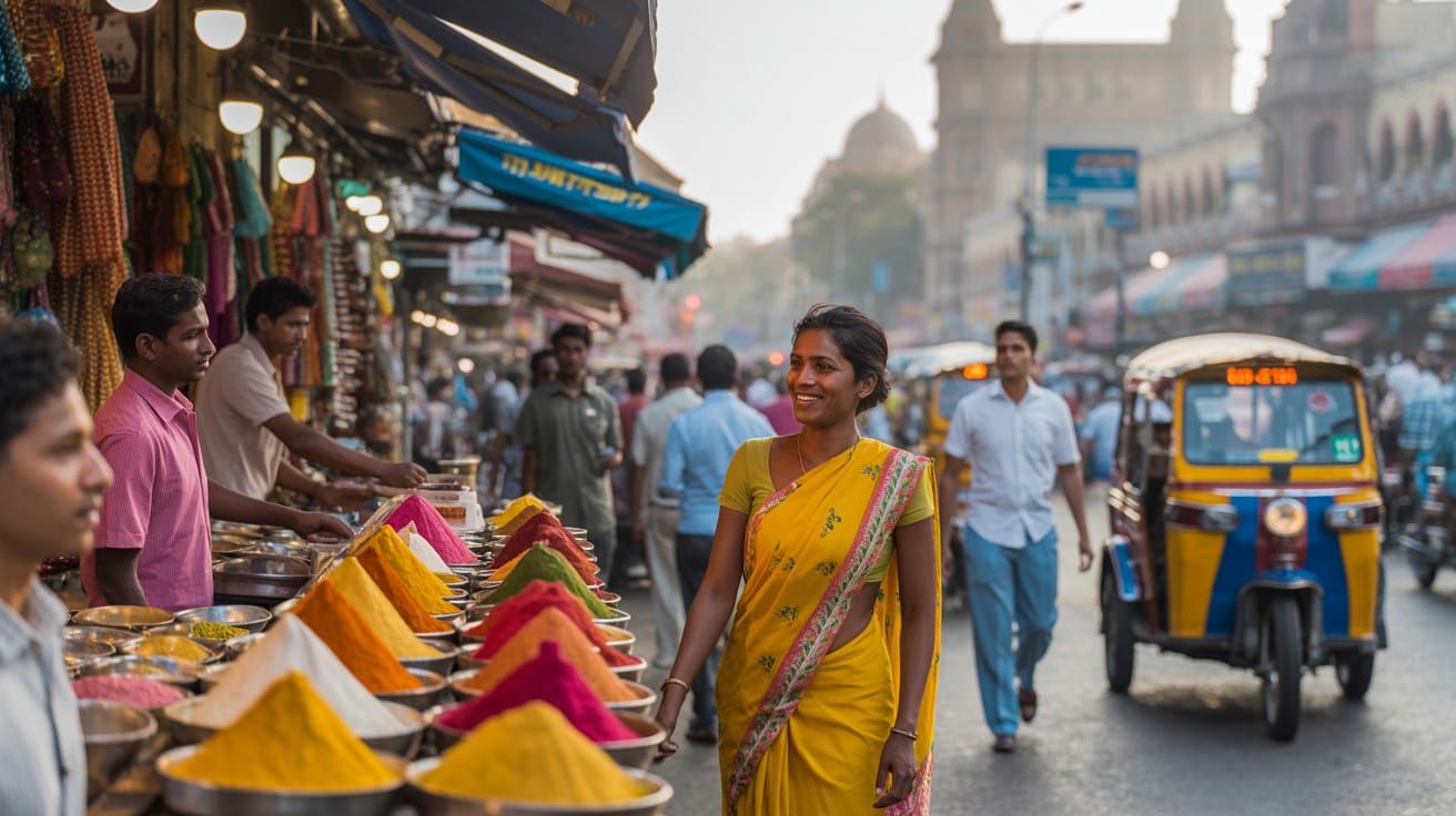 Vibrant Street Scene in Mumbai India Photograph