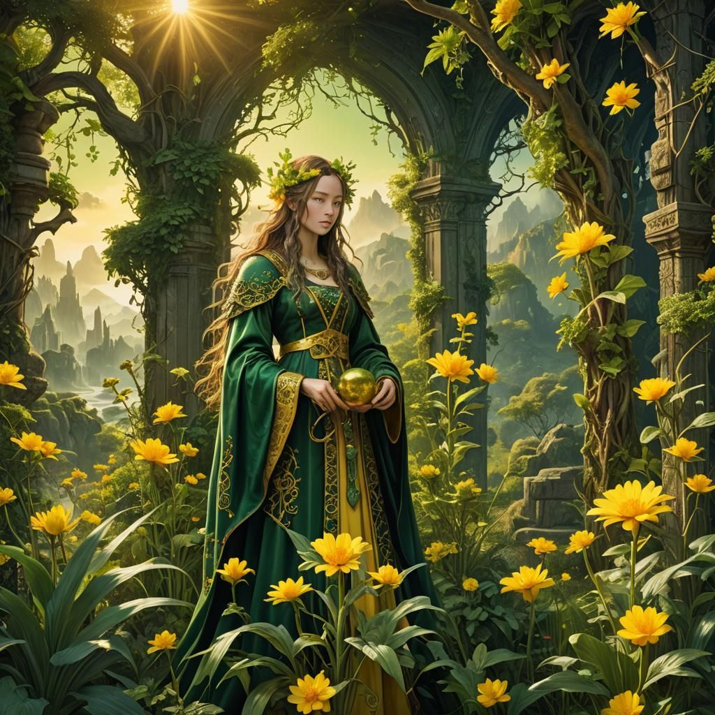 Lush Green Fantasy Landscape in Anime Style