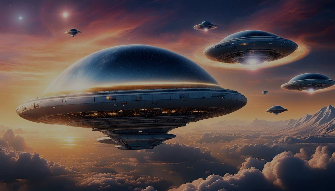 Star Beings Meeting on Optical Platform in Hyperrealism