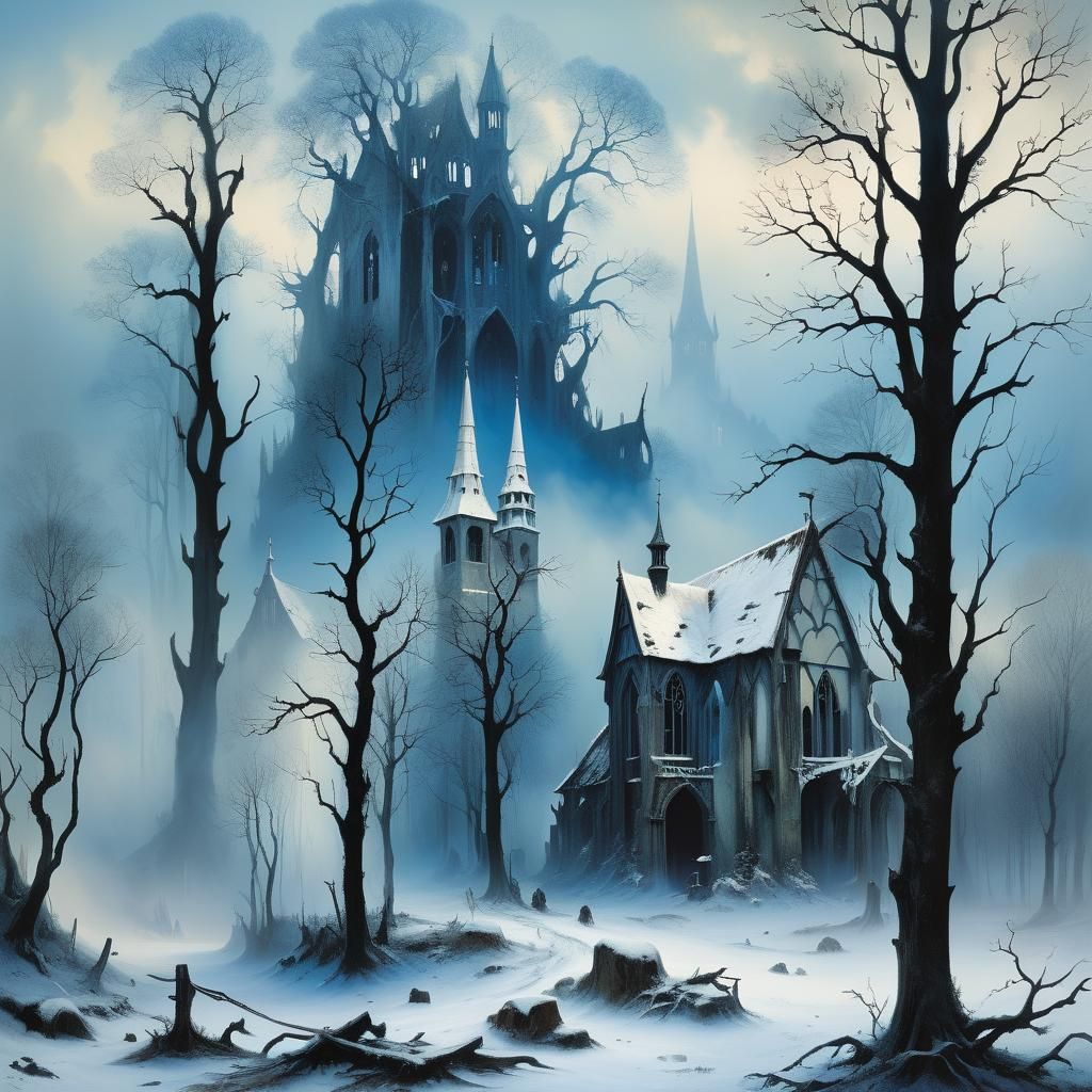 Ethereal Haunted Forestscape in Fantasy Style