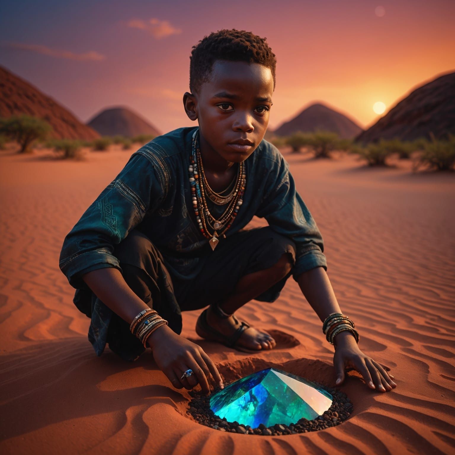 African Boy Finds Dream Opal in Red Sand