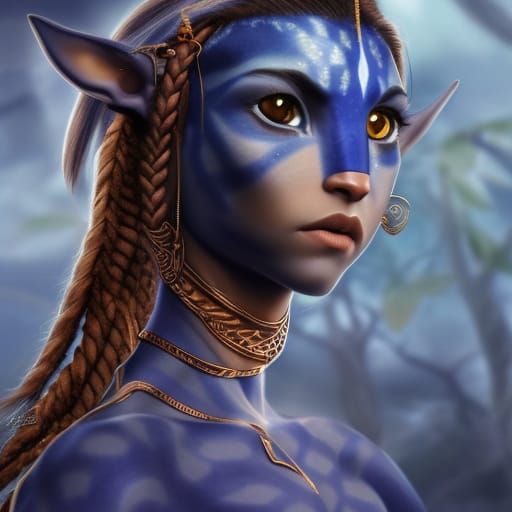 Blue Avatar Na'vi Leader with Sapphire Eyes