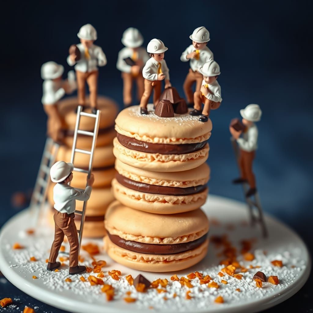 Hyper-Realistic Miniature Construction Workers in an Elegant...