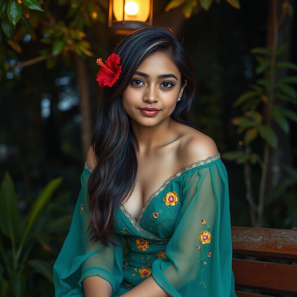 Moonlit Forest Portrait of Bangladeshi Woman