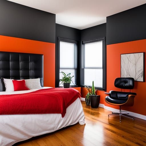Mid-Century Modern Spy Bedroom with Red Walls