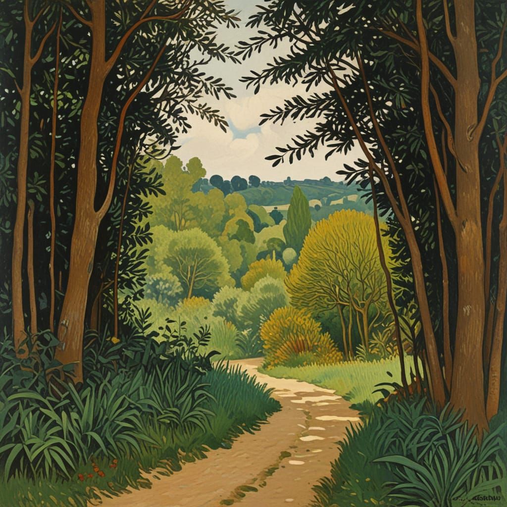 Impressionist Masterpiece in Modern Ink Print Style