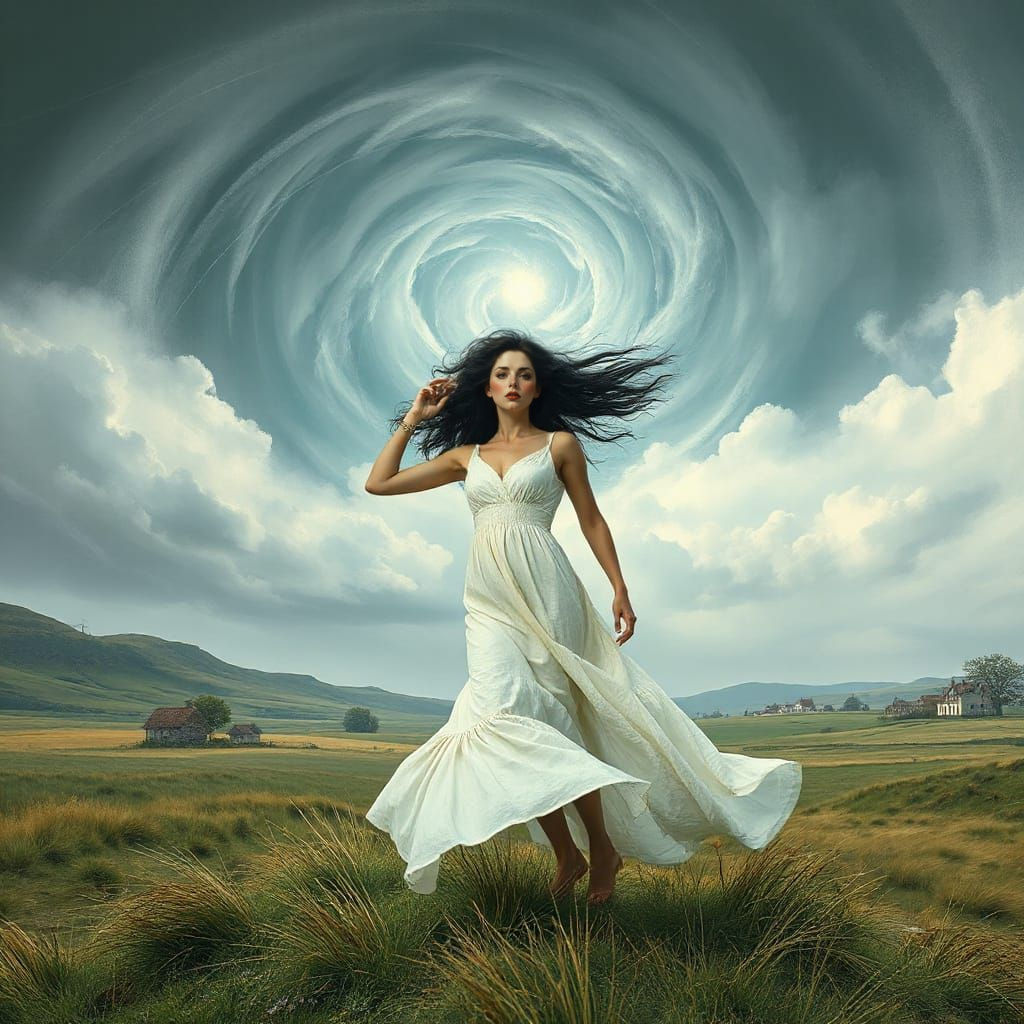 Surreal Landscape in Vibrant Colors Inspired by Kate Bush