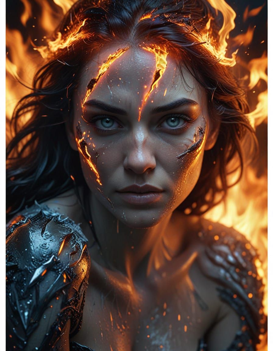 Ice, Fire, Angel, Demon: Hyperdetailed 8K Art