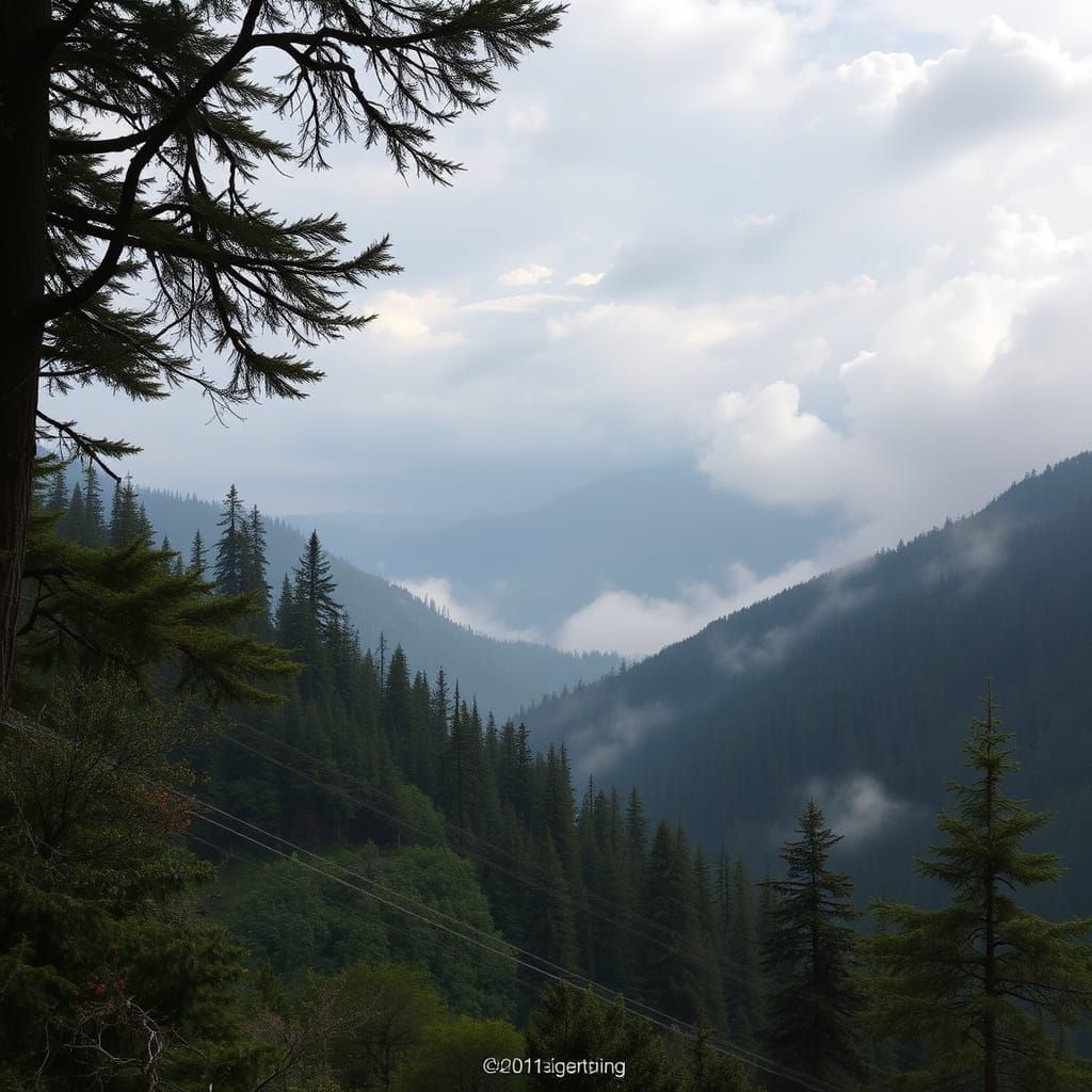 Serene Landscape in a Realistic Style