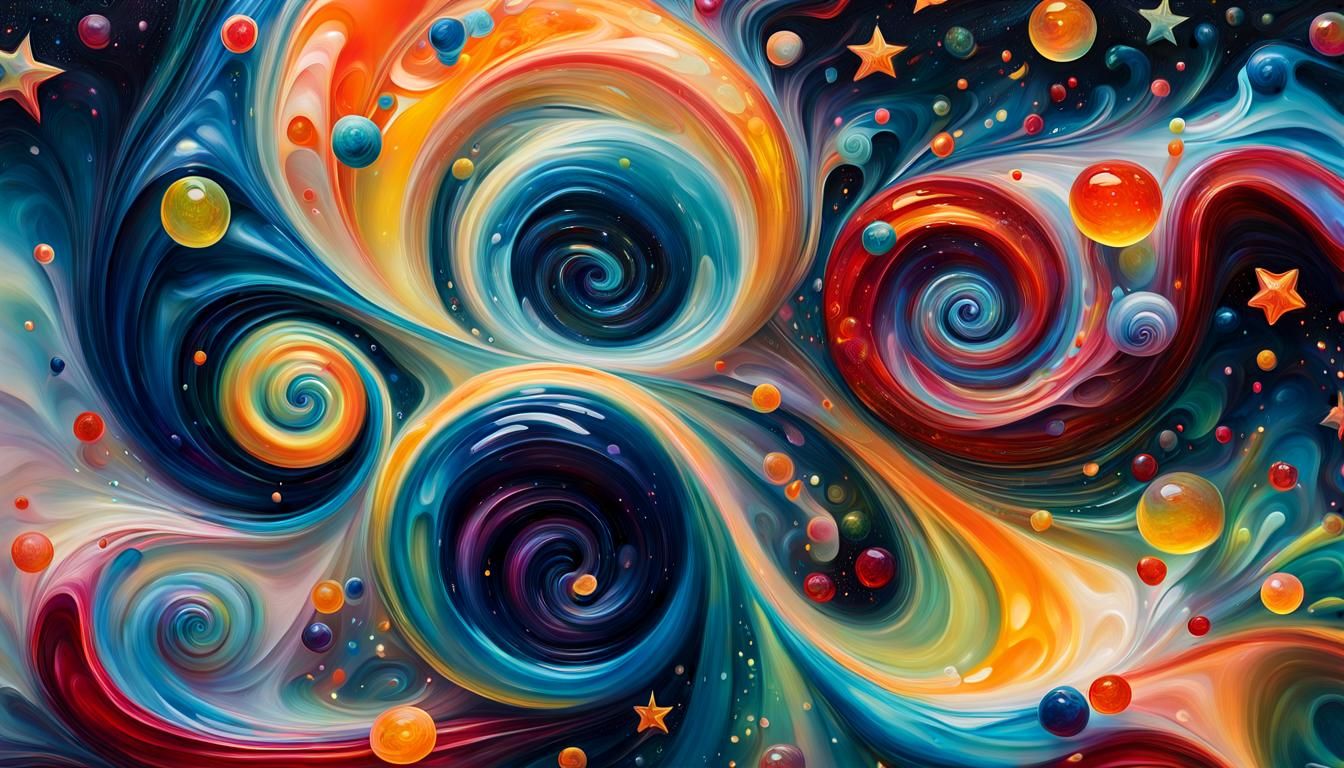 Glowing Jelly Star Formation in Antipasto Oil Painting Style