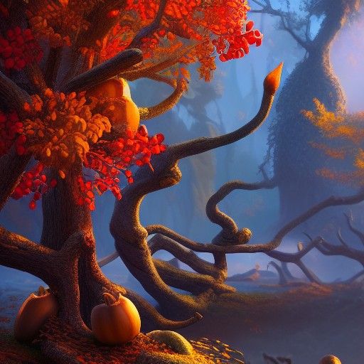 Hyperdetailed Autumn Acorns in Matte Painting Style