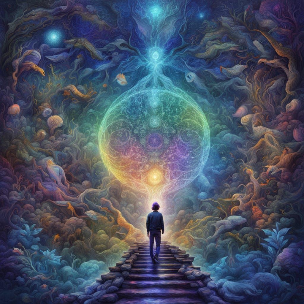 Surreal Cosmic Landscape in Holographic Astral Style