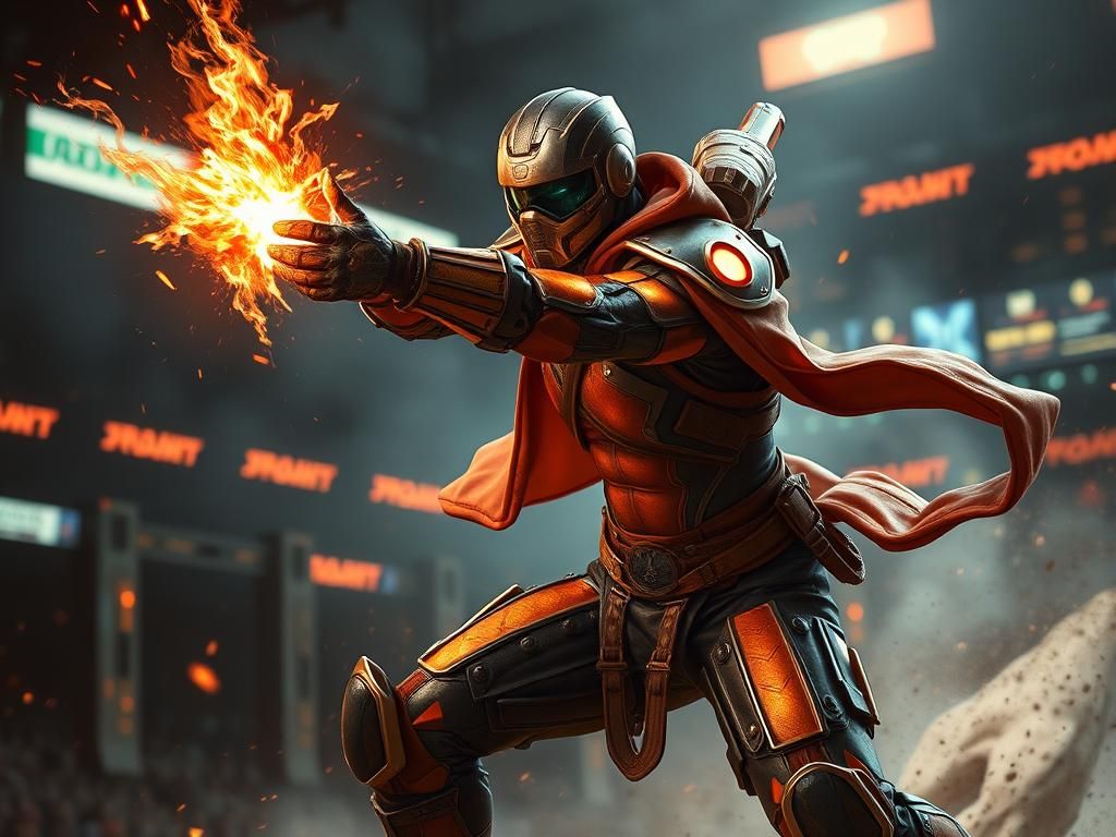 Pyropunk Superhuman Warrior in Combat Arena