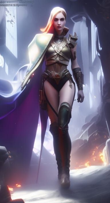 Futuristic Warriors in Detailed Neon Art Deco Style