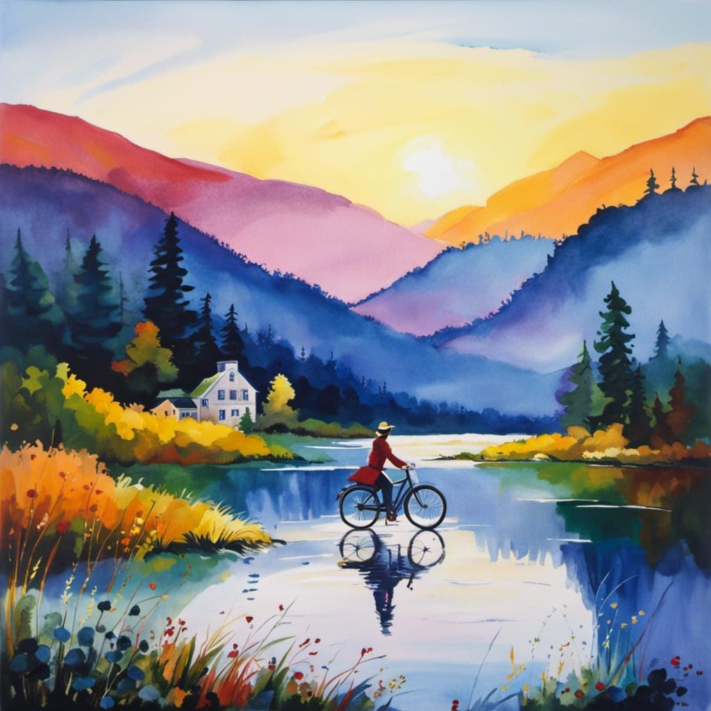 E-Bike Ride in a Wet, Colorful Landscape