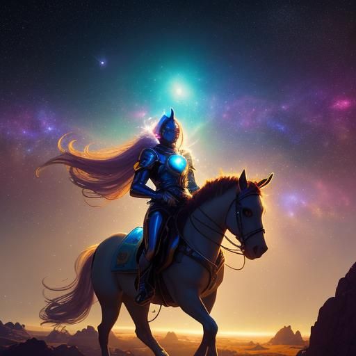 Radiant Centaur in Galactic Space: Hyperrealistic Concept Ar...