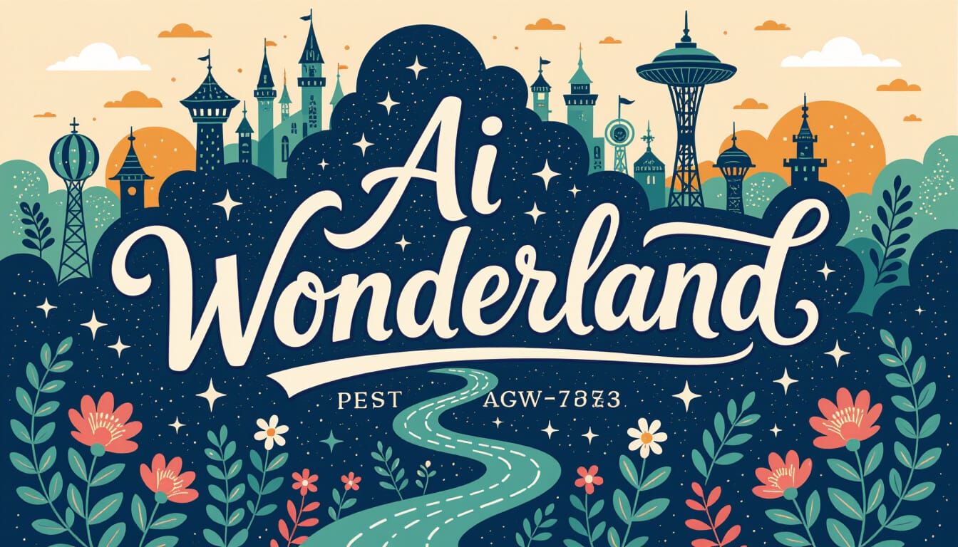 Handwritten Calligraphy of "AI Wonderland"