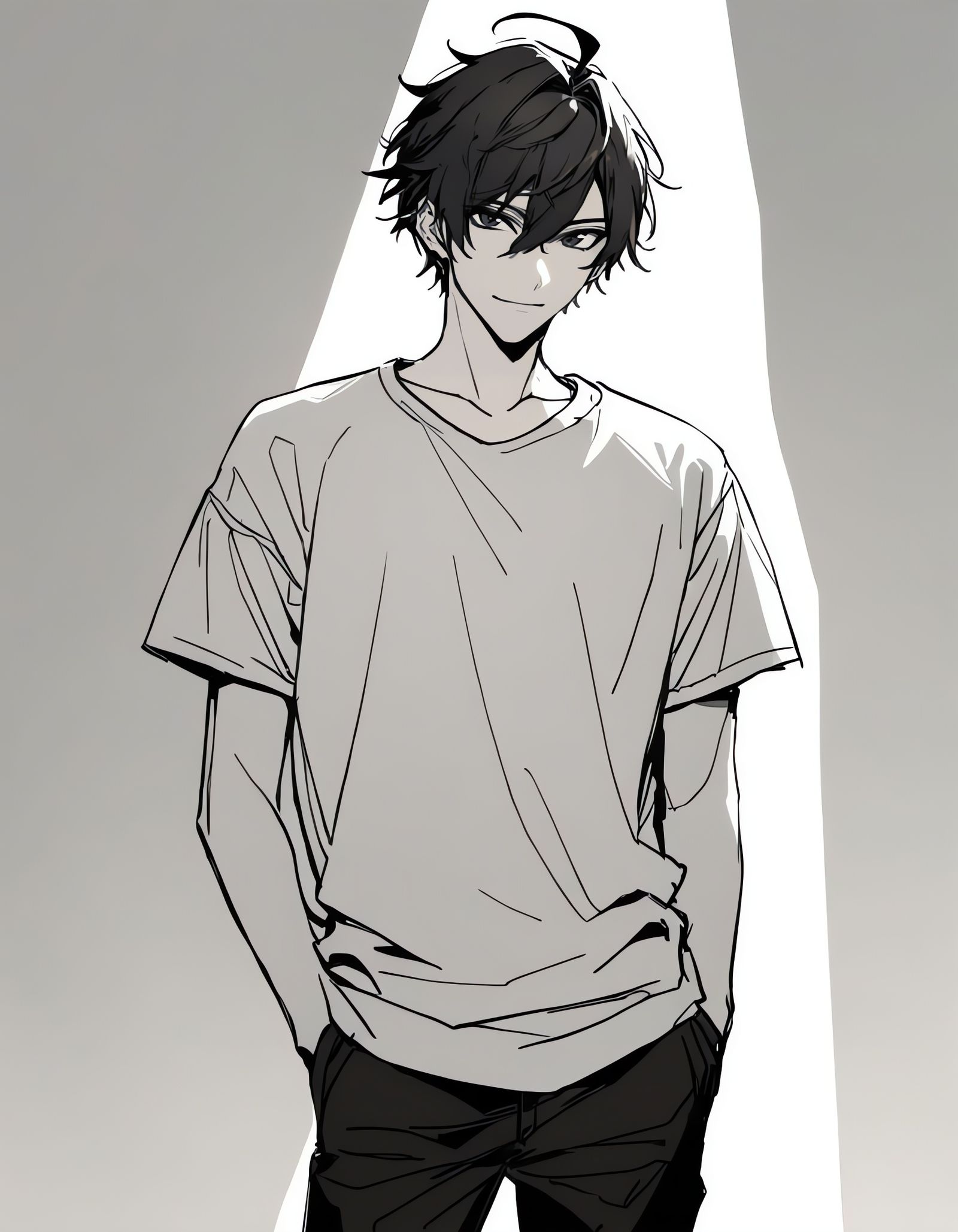 Bishounen Cowboy in Monochrome Masterpiece