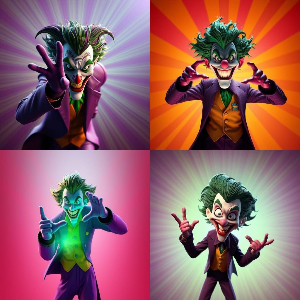 Joker's Unpredictable Chaos in Vibrant Cyberpunk Style