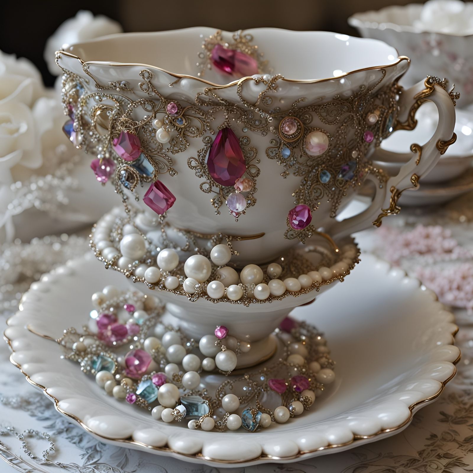 Bedazzled teacup