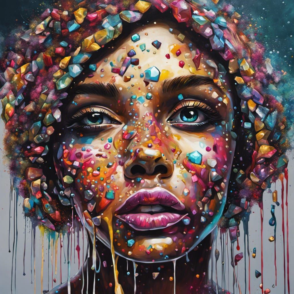 Jeweled Figure in Graffiti Splash Art Style