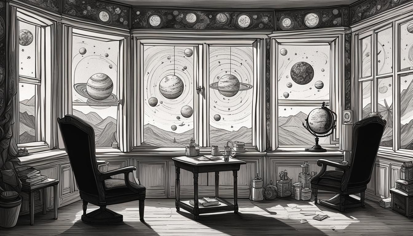 Magical Astrologer's Room with Planetary View