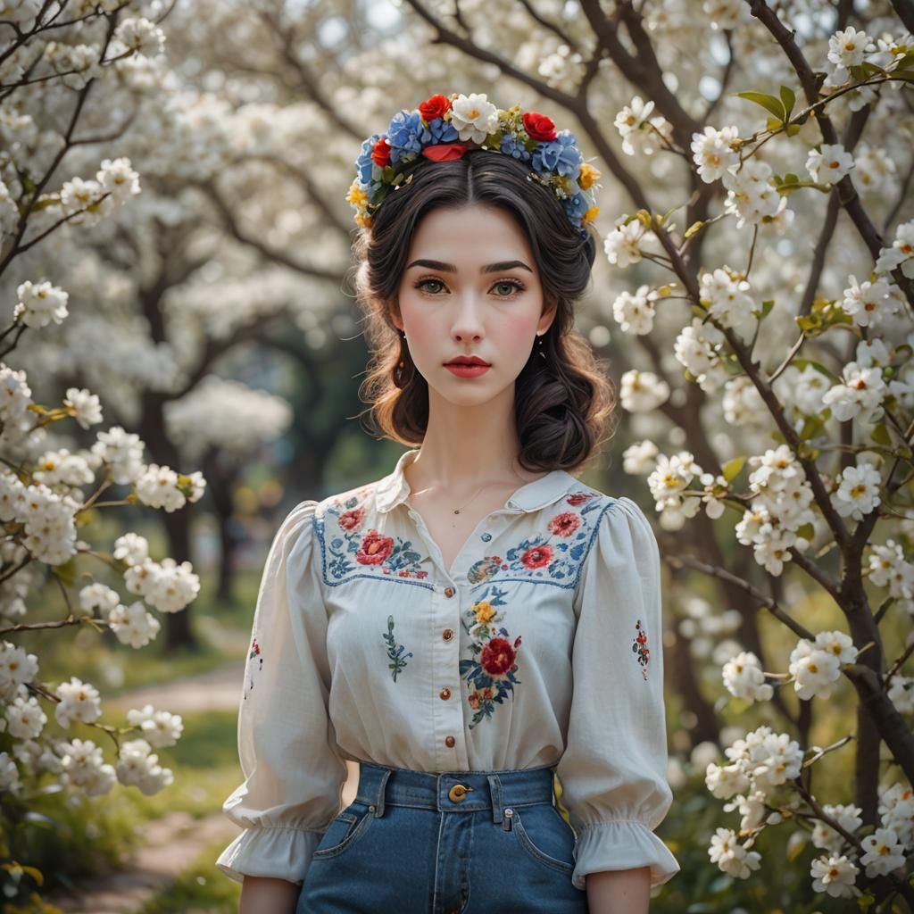 Snow White with Flowers: Professional Photography