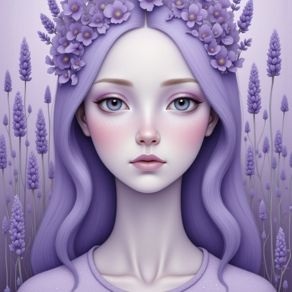 Lavender Crown: A Monochromatic Portrait of Wisdom