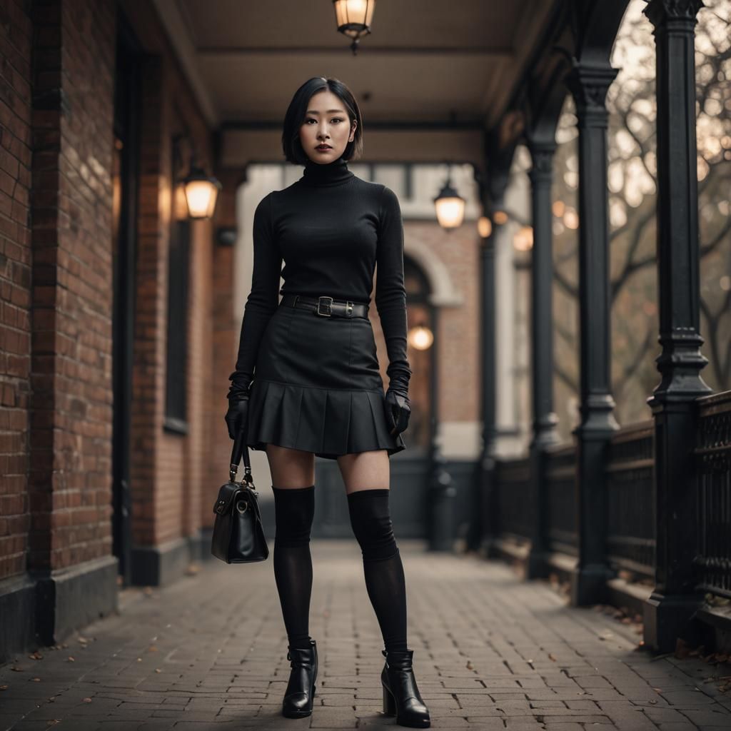 Goth Asian Woman Portrait in Monochrome Photography
