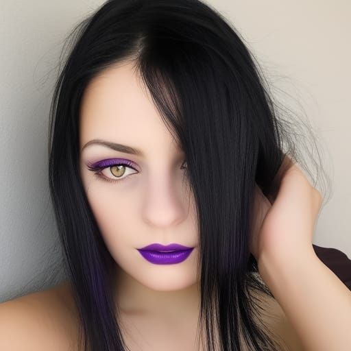 Ethereal highly empathic Young lady with jet black hair& Green eyes that are very emotional& Beautiful lips& Pale comple...