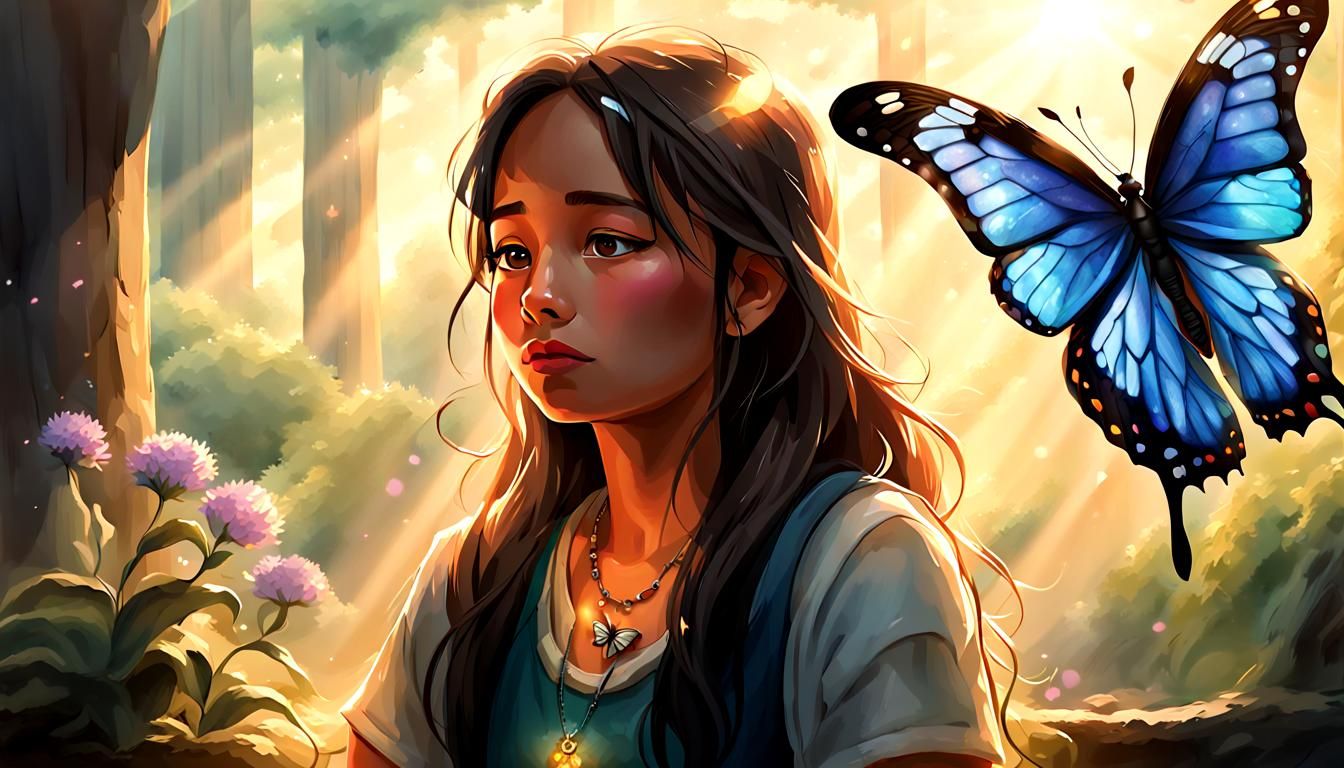 Person Contemplates Summer Heat with Butterfly