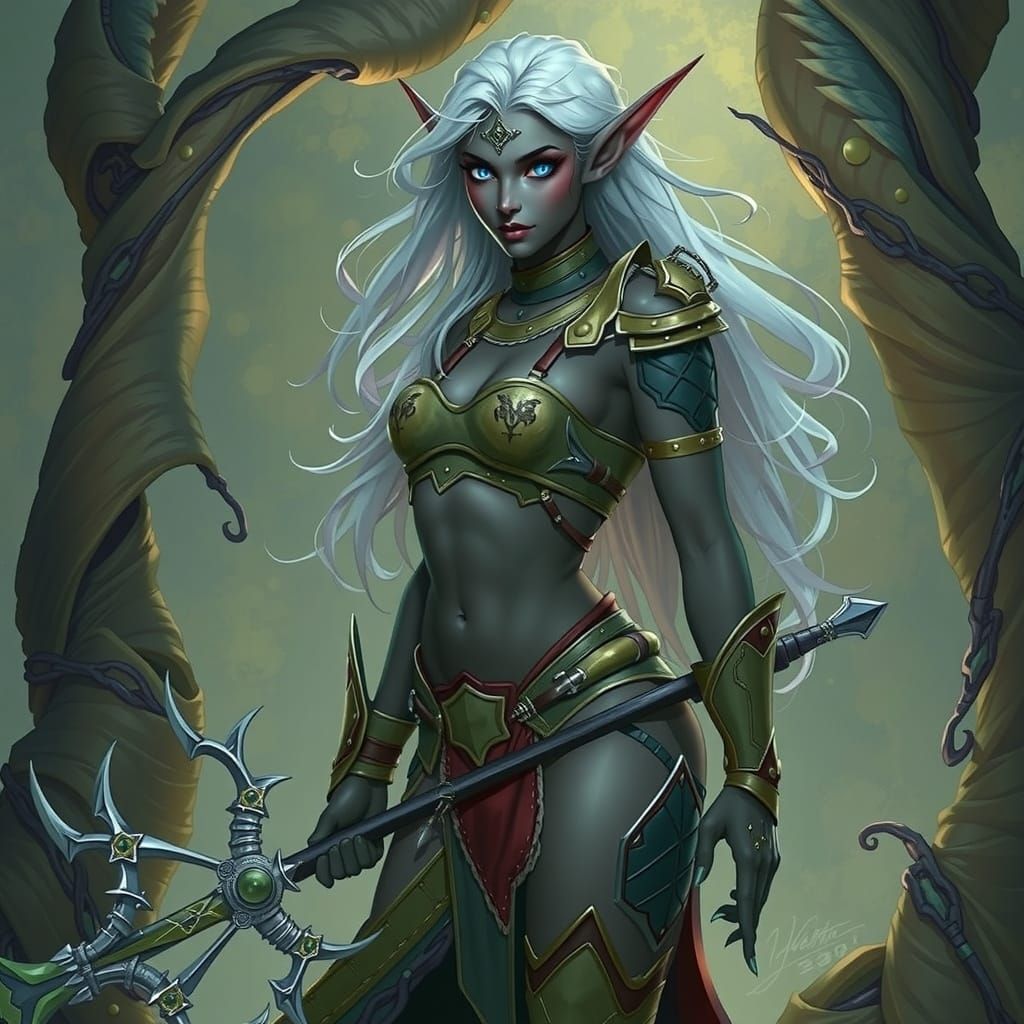 Muscular Elf Warrior With Blue Eyes and White Hair