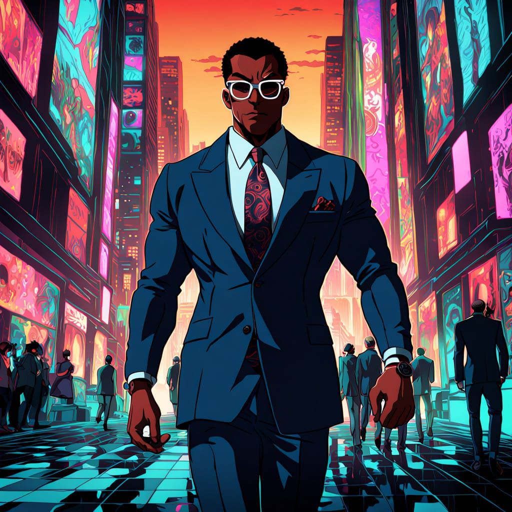 Confident Mob Boss Exudes Power in Dapper Suit