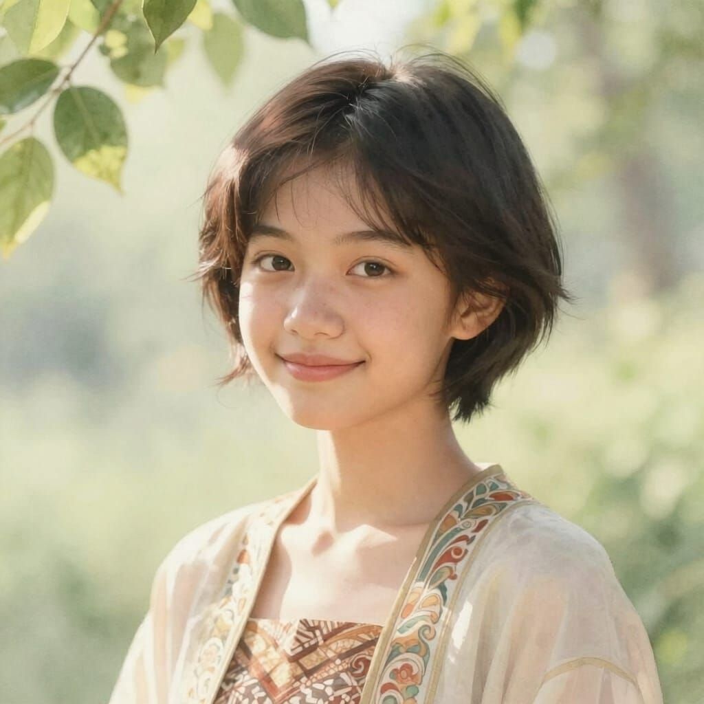 Indonesian Teen Girl Portrait With Soft Fairy Lighting