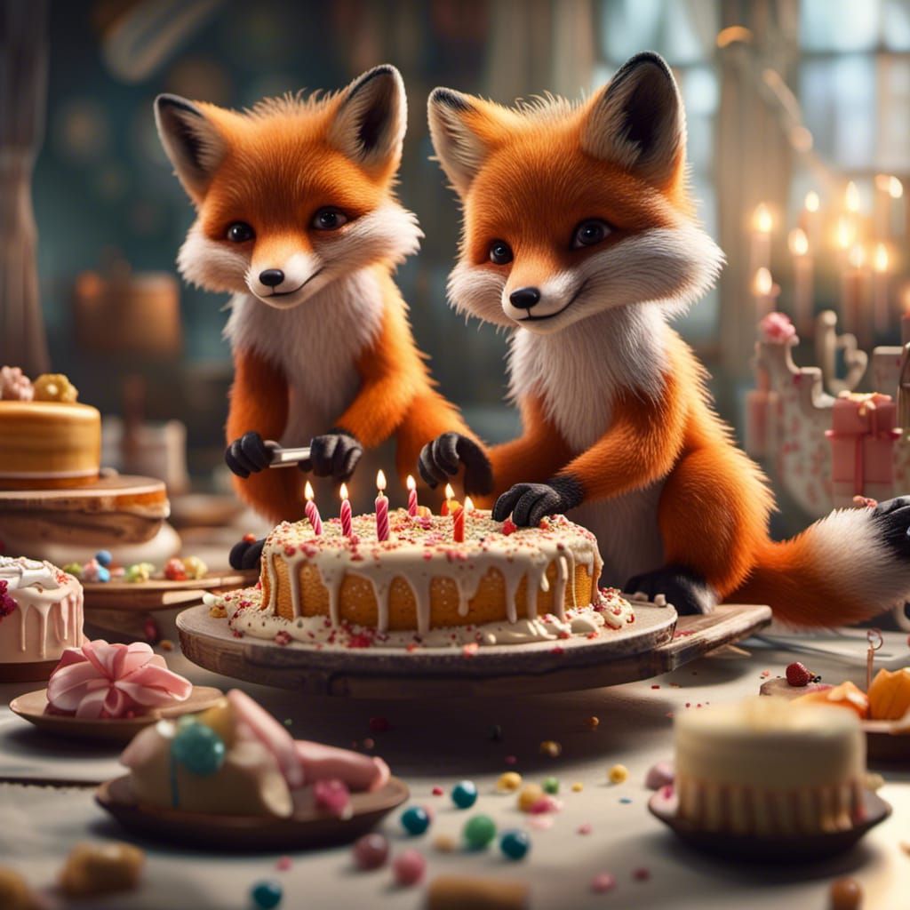 Happy Birthday fox puppys v2