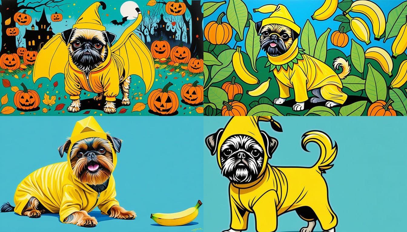 Vampire Dog as Banana in Halloween Costume