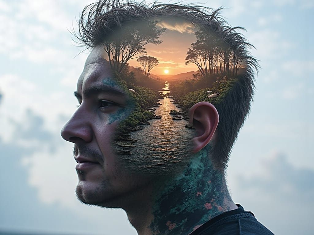 Surreal Mindscape: Inside the Head of a Person