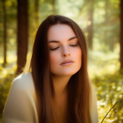 Brunette in Cabin Bathed in Divine Light