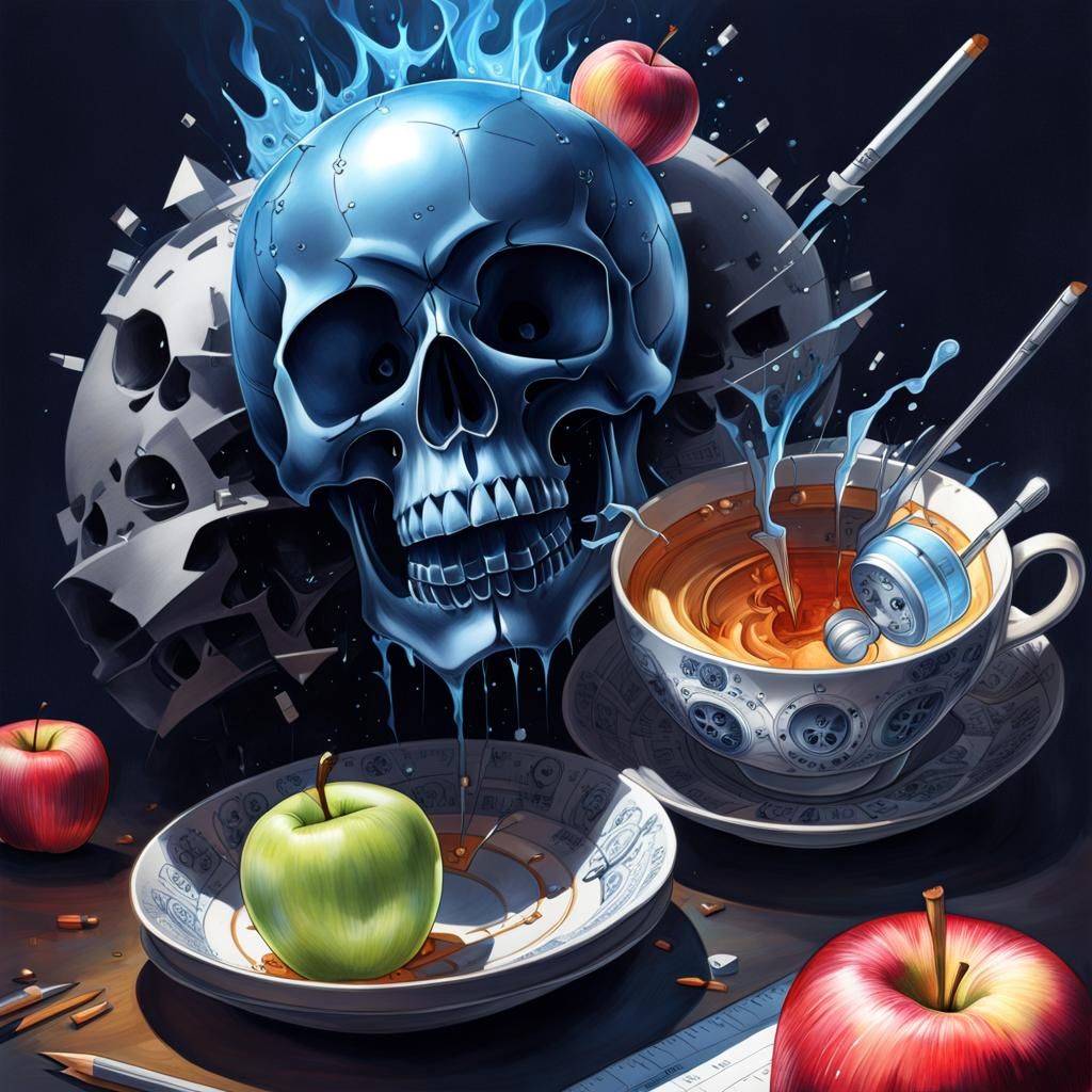 Apple Blueprint with Ethereal Ghost: Detailed Construction D...