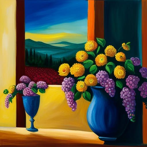 Tuscan Sunset View Through Ornate Italian Doorway