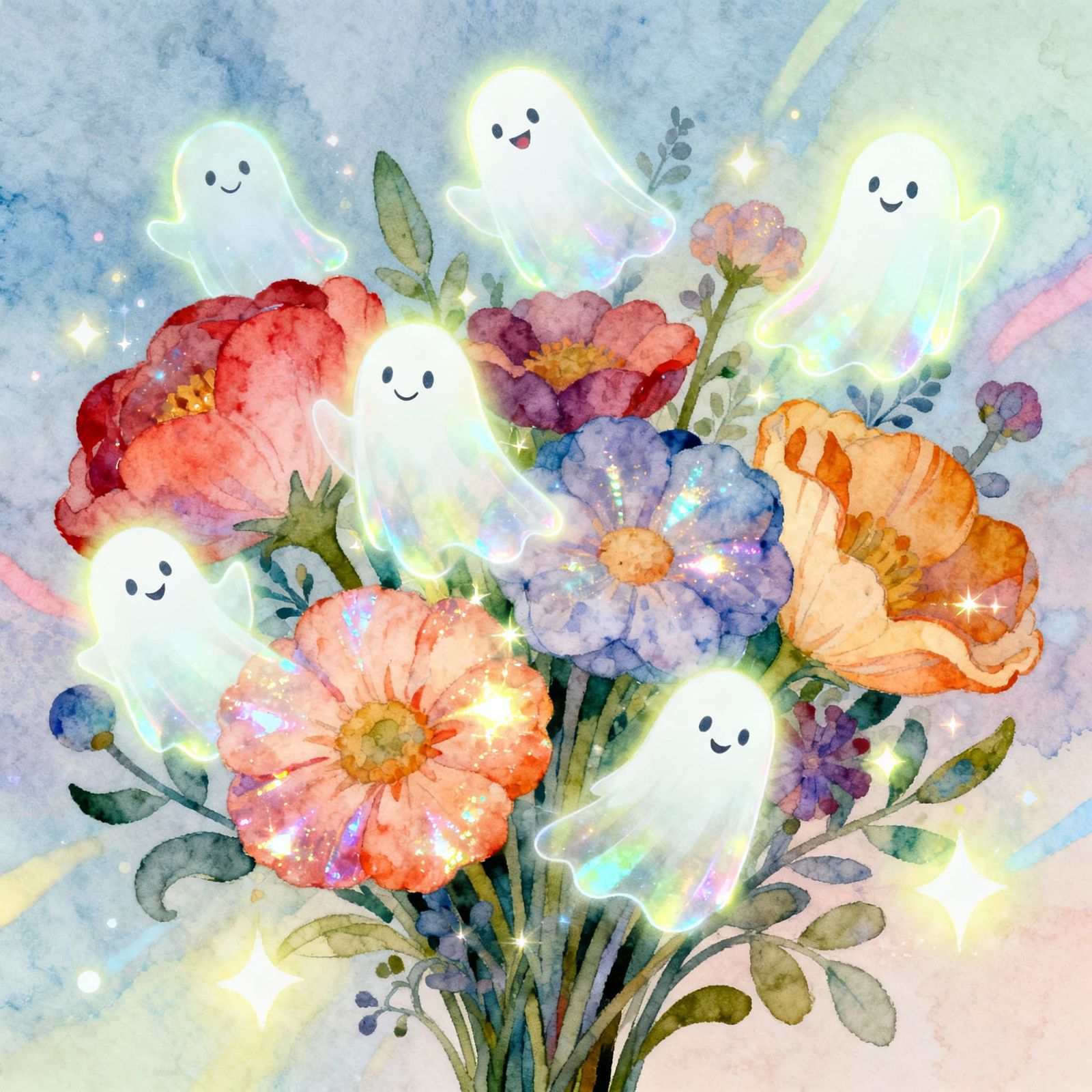 Whimsical Ghosts Play with Fantastical Flowers