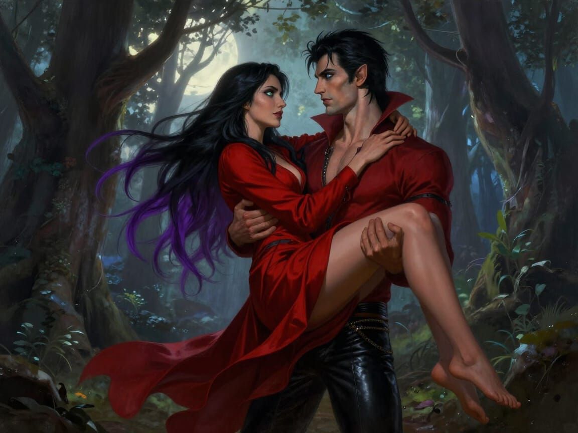 Elf and Vampire in Romantic Twilight Forest
