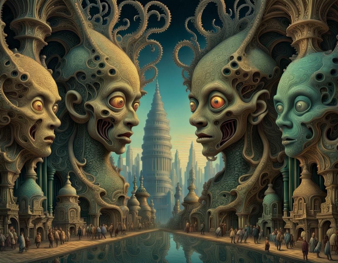 Nightmarish Portrait in Lovecraftian Horror Style