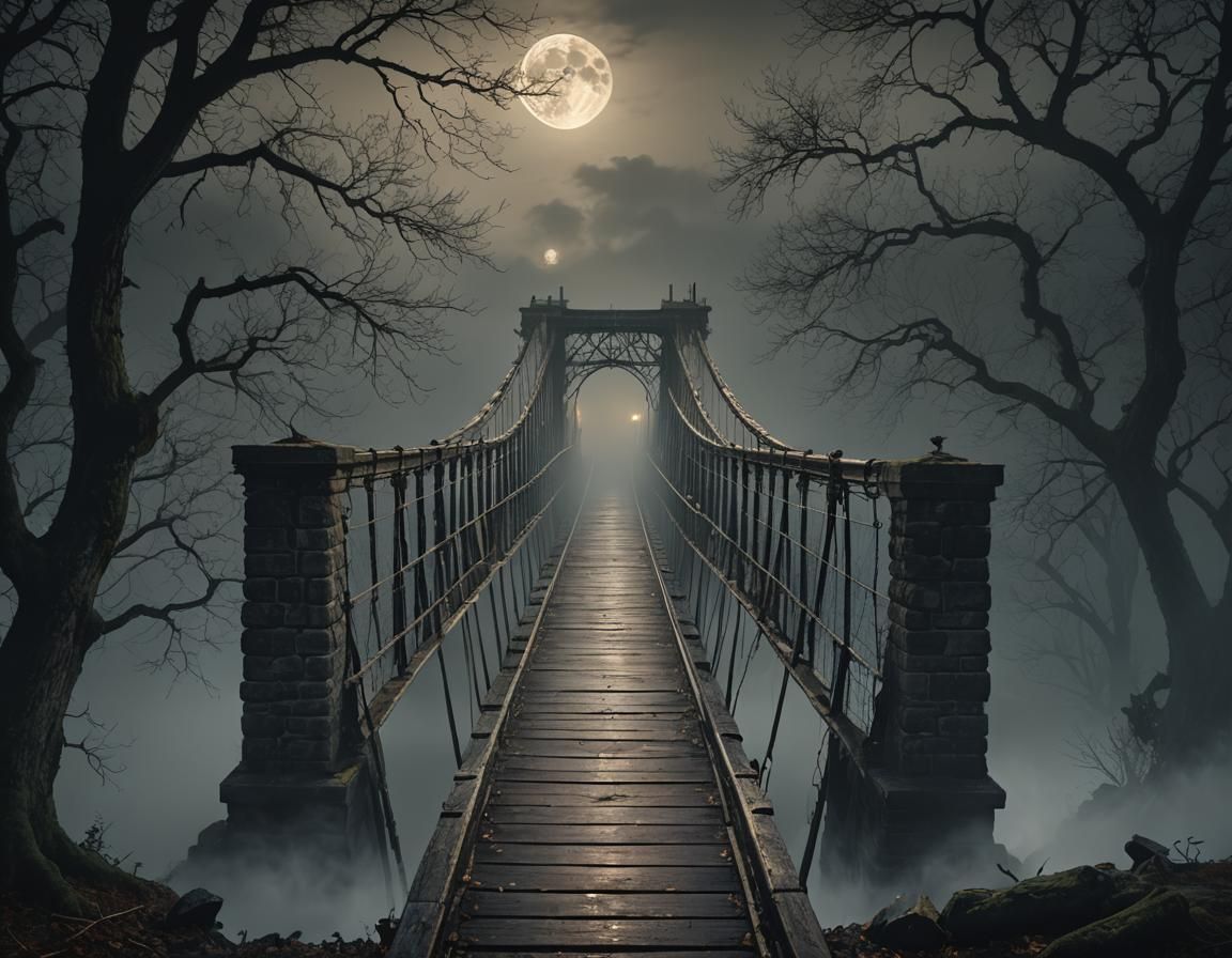 Mystical Portal Bridge in Gritty Realistic Style