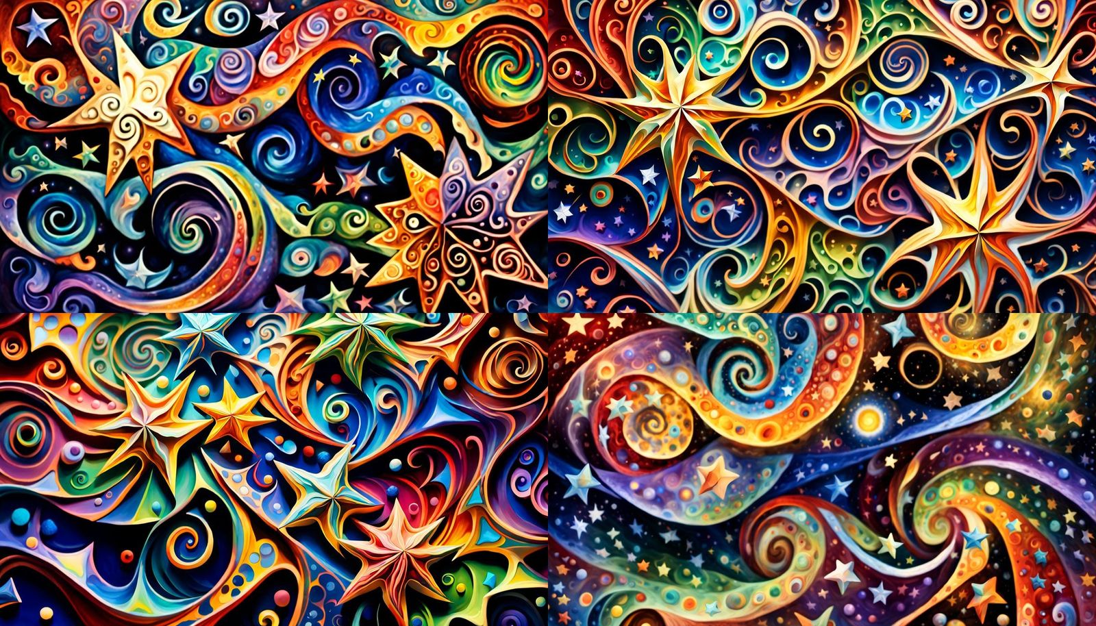 Iridescent Stars Dance in Cosmic Oil Painting